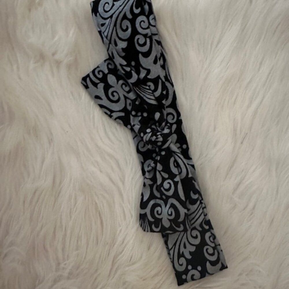 Black & Grey Shimmer Print Knot Headband     BLKSHKH   Handmade NWT Boutiq
